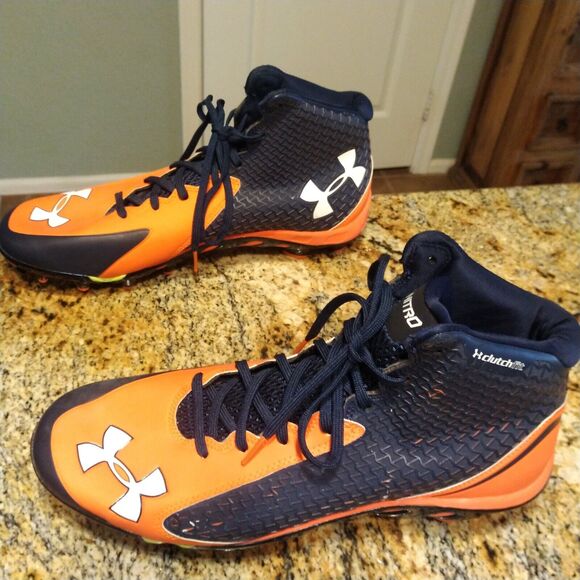 Under Armour New Men’s Clutchfit Football Cleats Orange/Blue 1257733-411 Sz 13.5 - Picture 1 of 12